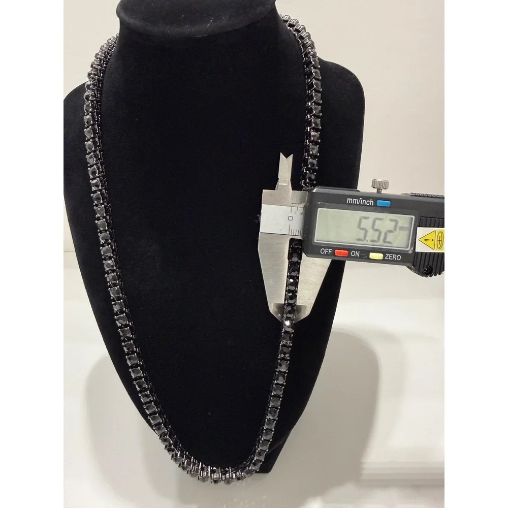 blk box tennis chain necklace iced out vvscz stones over stainless 24inch 5.5mm